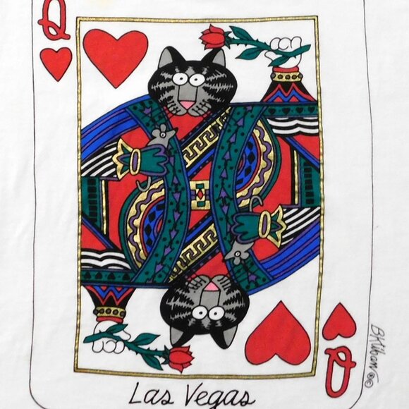 Crazy Shirts Kliban Cat Tee L White Queen Of Hearts Las Vegas Graphics Vintage - Picture 3 of 9